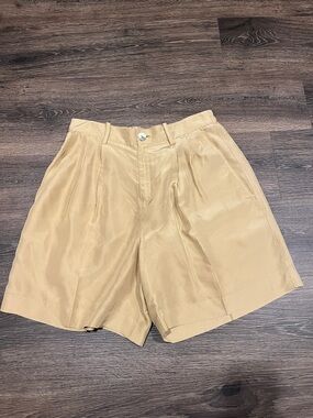 Vince Pleated High-Waist Shorts in Light Beige